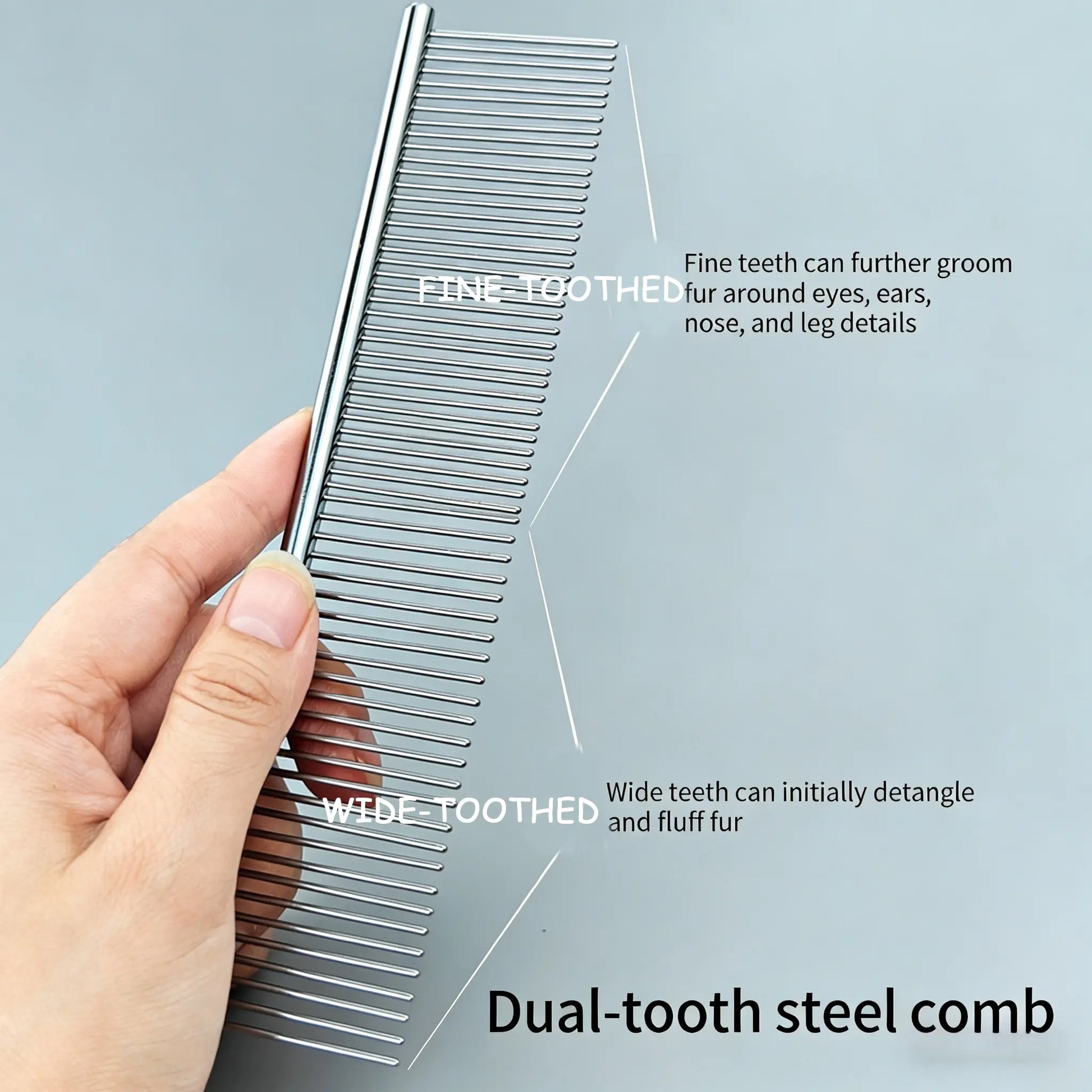 4-Piece Pet Grooming Kit - Self-Cleaning Slicker Brush, Dual-Sided Stainless Steel Dematting Comb, Tear Stain Comb, and Fur Removal Tool for Dogs and Cats with Long or Short Hair - Essential Supplies for a Fur-Free Home