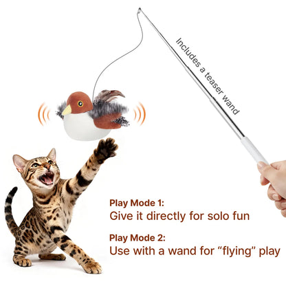 Potaroma Interactive Flapping Bird Cat Toy with Lifelike Chirping and Rechargeable Touch Activation