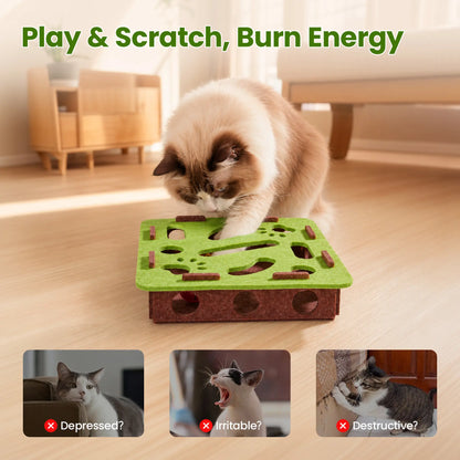Potaroma Interactive Felt Maze Cat Puzzle Toy with Jingle Balls for Indoor Enrichment and Energy Release for Kittens and Adult Cats