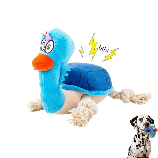 Interactive Plush Dog Toy - Squeaky Turtle with Rope Limbs for Boredom Relief