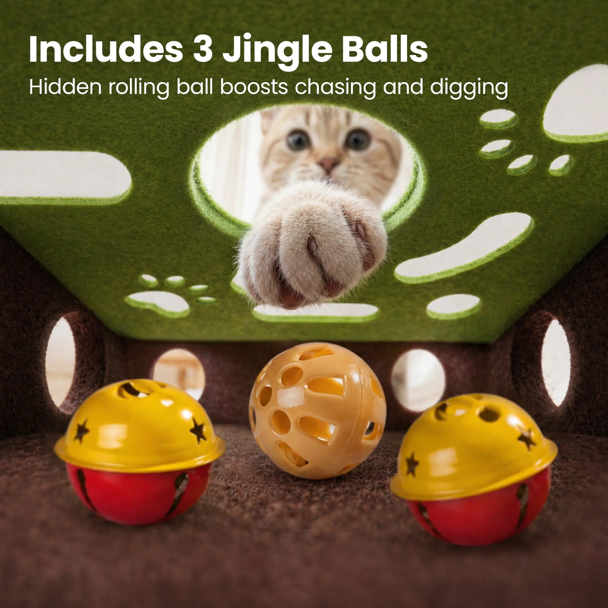 Potaroma Interactive Felt Maze Cat Puzzle Toy with Jingle Balls for Indoor Enrichment and Energy Release for Kittens and Adult Cats