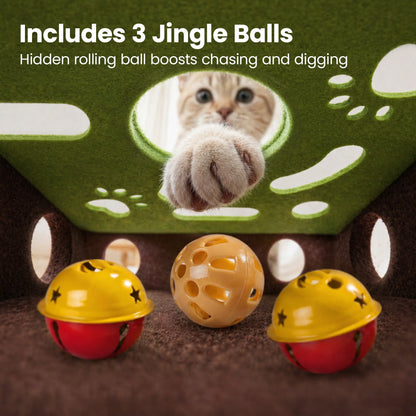 Potaroma Interactive Felt Maze Cat Puzzle Toy with Jingle Balls for Indoor Enrichment and Energy Release for Kittens and Adult Cats