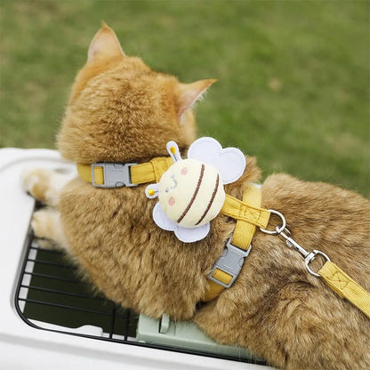 Ihubei Cat Bee Harness and Leash Set - Escape-Proof, Comfortable, Lightweight Pet Walking Harness with Sturdy Lock for Stress-Free Walks for Small to Large Cats