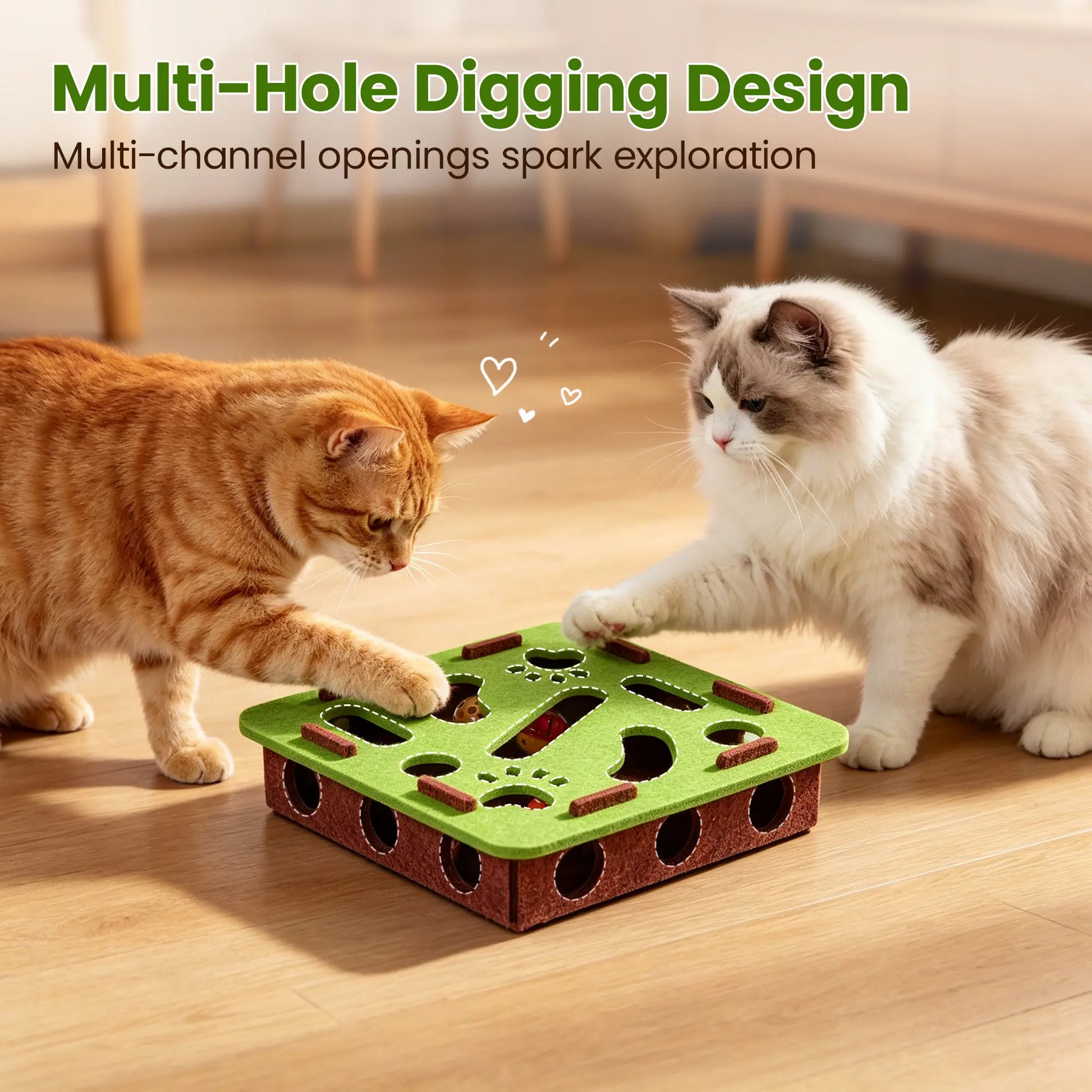 Potaroma Interactive Felt Maze Cat Puzzle Toy with Jingle Balls for Indoor Enrichment and Energy Release for Kittens and Adult Cats
