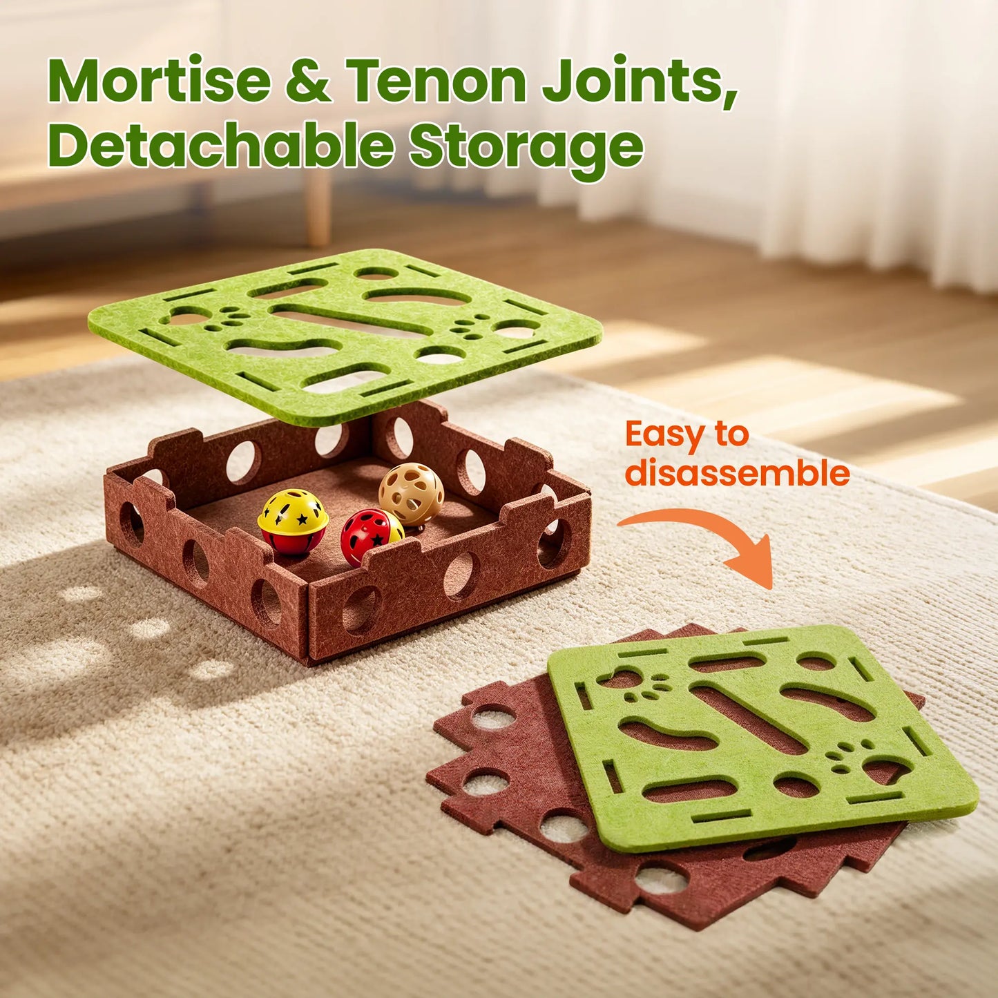 Potaroma Interactive Felt Maze Cat Puzzle Toy with Jingle Balls for Indoor Enrichment and Energy Release for Kittens and Adult Cats