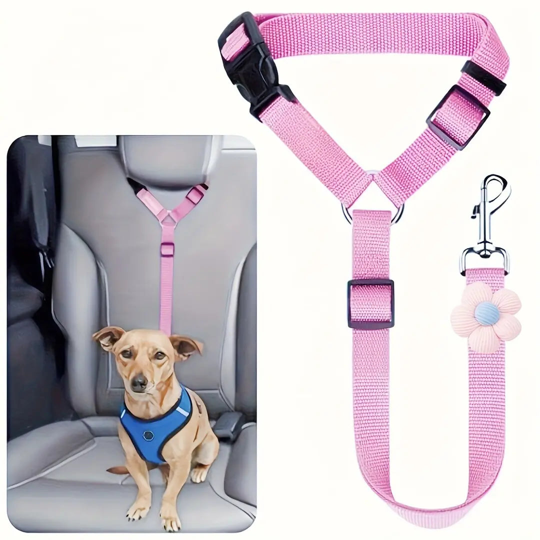 Pawzseek Adjustable Dog Car Seat Belt Harness - Durable and User-Friendly Pet Safety Accessory for Vehicle Travel