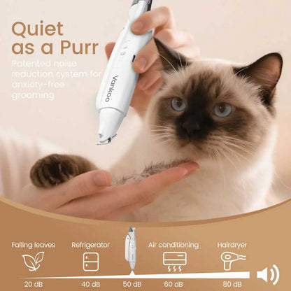 Vankoo 2-in-1 Rechargeable Dog Nail Clipper and Paw Hair Trimmer Kit with LED Light – Waterproof and Low Noise Grooming Solution for Small Dogs and Cats