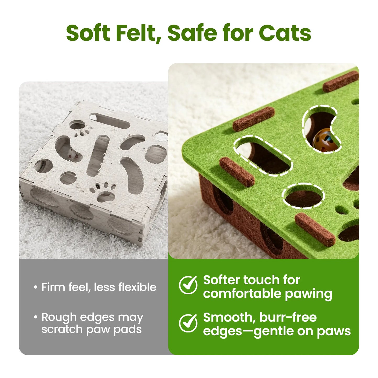 Potaroma Interactive Felt Maze Cat Puzzle Toy with Jingle Balls for Indoor Enrichment and Energy Release for Kittens and Adult Cats