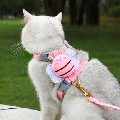 Ihubei Cat Bee Harness and Leash Set - Escape-Proof, Comfortable, Lightweight Pet Walking Harness with Sturdy Lock for Stress-Free Walks for Small to Large Cats