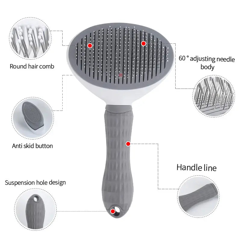 4-Piece Pet Grooming Kit - Self-Cleaning Slicker Brush, Dual-Sided Stainless Steel Dematting Comb, Tear Stain Comb, and Fur Removal Tool for Dogs and Cats with Long or Short Hair - Essential Supplies for a Fur-Free Home