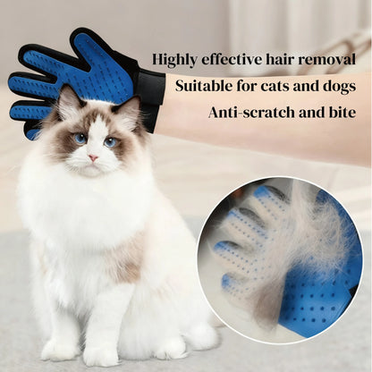 Professional Pet Grooming Gloves - Soft Five-Finger Design for Efficient Pet Hair Removal - Ideal for Cats and Dogs - Set of Two 