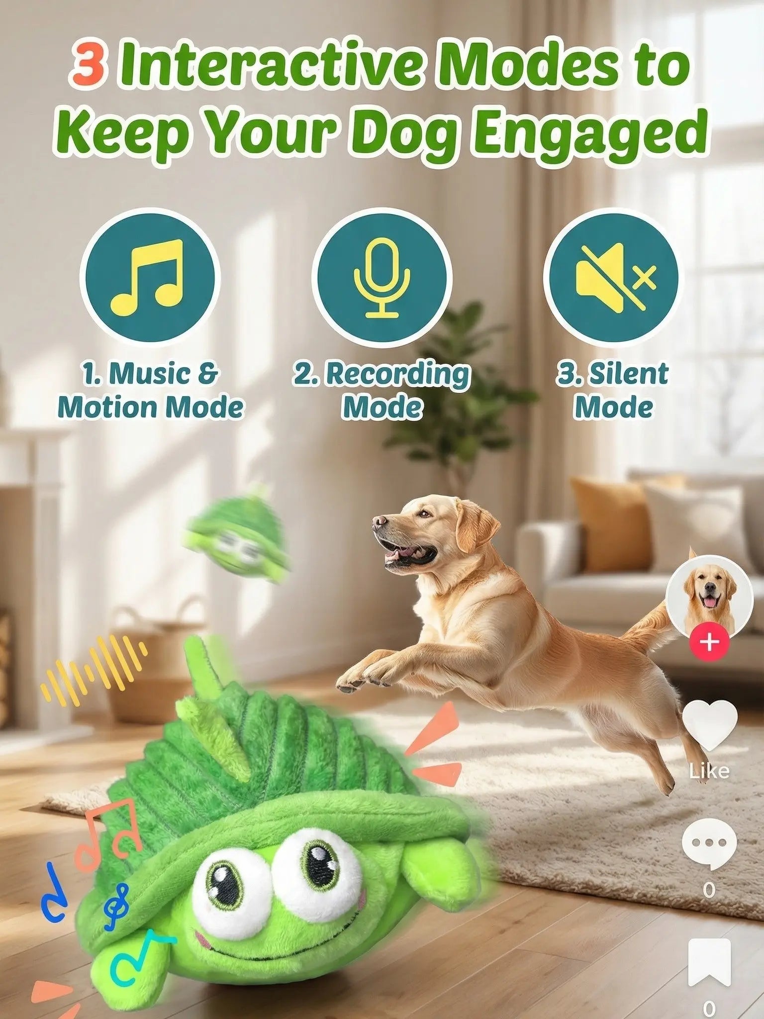Motion-Activated Interactive Dog Ball - USB Rechargeable Automatic Rolling Toy with Squeaker for Dogs and Cats of All Sizes, Durable Indoor and Outdoor Pet Entertainment