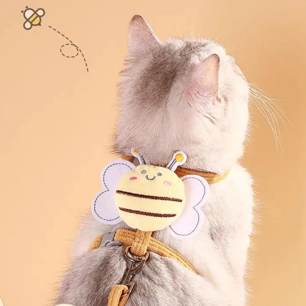 Ihubei Cat Bee Harness and Leash Set - Escape-Proof, Comfortable, Lightweight Pet Walking Harness with Sturdy Lock for Stress-Free Walks for Small to Large Cats